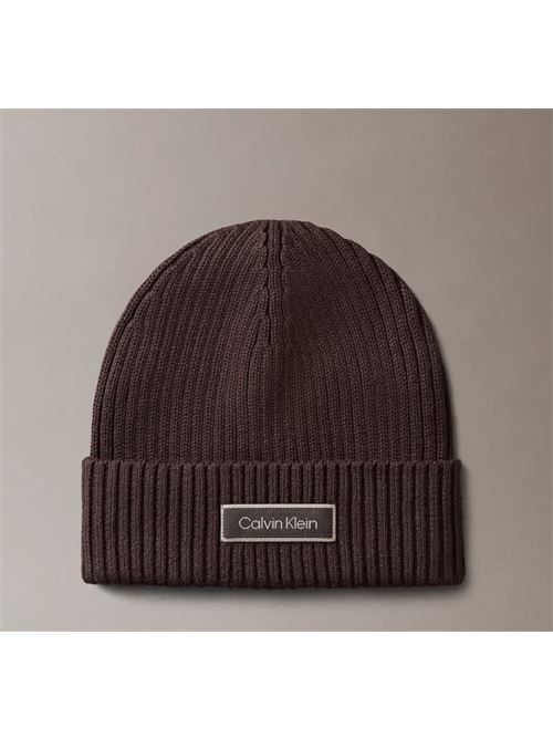 patch chunky rib cotton beanie CALVIN KLEIN | LV04D8053GBAL
